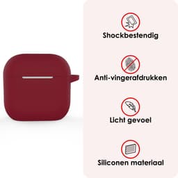 Hoes - Geschikt voor Apple AirPods 4 - Siliconen Hoesje met Clip - Silicone Case Cover - Donkerrood — thumbnail 3