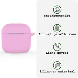 Case - Geschikt voor Apple AirPods 4 - Siliconen Hoes met Clip - Silicone Hoesje Cover - Flamingo — thumbnail 3