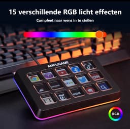 FIFINE - D6 - Mixer - RGB Studio Controller - 15 LCD Aanpasbare Toetsen - Podcast / Streaming / Gaming - Inclusief Gratis Software - Zwart — thumbnail 2