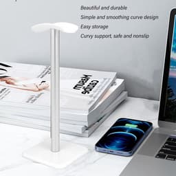 Koptelefoonstandaard - met aluminium steunstang - gamingheadset - stereohoofdtelefoon - de meeste hoofdtelefoonmaten - voor computergamingheadsets, monitoren en hoofdtelefoons (wit) — thumbnail 3