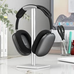 Koptelefoonstandaard - met aluminium steunstang - gamingheadset - stereohoofdtelefoon - de meeste hoofdtelefoonmaten - voor computergamingheadsets, monitoren en hoofdtelefoons (wit) — thumbnail 4