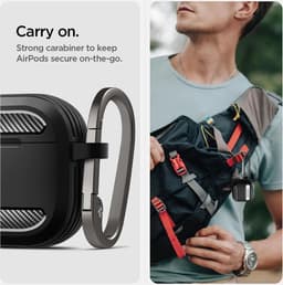 Spigen Rugged Armor geschikt voor AirPods 4 hoesje - Matte Zwart — thumbnail 2