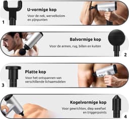 Massagegun - Massage Pistool - 4 Opzetstukken - 6 Standen - Krachtig - Draadloos - Sport - Relax Massage Apparaat — thumbnail 3