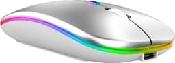 Draadloze Muis - 2.4G - Oplaadbaar - Bluetooth Muis Draadloos - RGB LED - Laptop - Universeel - Ergonomisch - 4 Knoppen - Stil - Zilver — thumbnail 1