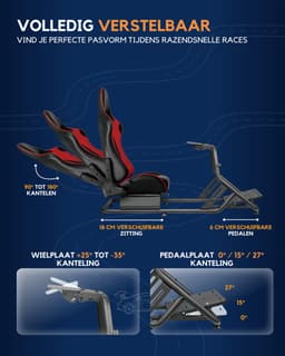 Ranqer Racestoel - Simulator Chair - Racing seat - Cockpit Simulator - Universele Race Simulator - Volledig Verstelbaar - Bruikbaar met Racestuur - speelstoel — thumbnail 2