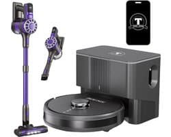 TONIHOMI® Robotstofzuiger en steelstofzuiger combi - Robotstofzuiger met dweilfunctie - Automatisch opladen - Robotstofzuiger met app - Draadloze stofzuiger - Steelstofzuiger - Combi
