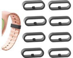 Horlogeband Bevestigingsring - 8 Stuks - Horloge Band Lusje - Veiligheidsringhouder - Horlogeband Vervanger - Antislip Siliconen Ring - Bandhouder - Geschikt Voor 20mm Smartwatch Strap (Universal) Lus Bandje - Zwart