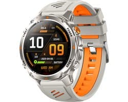Knobbout 1.46”(3.7cm) GPS Outdoor Smartwatch – 6 Satelliet Positionering - Kompas & Hoogtemeter -LED-zaklamp - Hartslag & SpO₂, 30 m Waterdicht - 540mAh Batterij, Bluetooth 5.3- Oranje