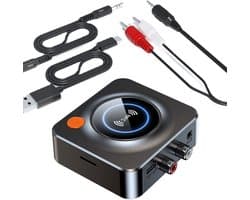 Bluetooth 5.1 Ontvanger met NFC - TF-kaart - Bluetooth Receiver -3,5mm AUX en RCA Audio Adapter - Voor auto, smartphone, tablet, hifi-muziek thuis