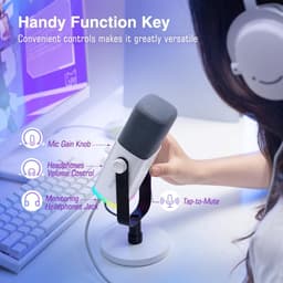 FIFINE AM8 - Complete set - Met XLR Kabel - USB / XLR Studio Microfoon - Geschikt voor PC/PS4/PS5 - RGB - Podcast - Gaming - Streaming - Wit — thumbnail 5