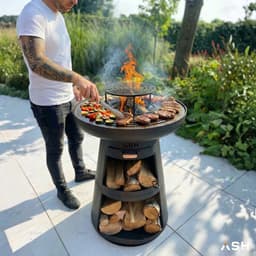 ASH - Horizon - Plancha BBQ - Buitenkeuken - Barbecue Met houtopslag - Buitenkoken - Zwart - Vuurschaal BBQ - Vuurkorf - Plancha ring - Sfeerhaard - Plancha Bakken — thumbnail 3