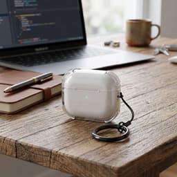 Transparant hoesje voor oordopjes met sleutelhanger – schokbestendige beschermhoes geschikt voor AirPods Pro 3 — thumbnail 2