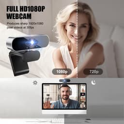 Webcam met microfoon – PC-camera (webcam), 1080p HD mini-facecam voor videoconferenties, 360° verstelbaar — thumbnail 2