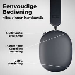 Noise Buddies Clarity – Draadloze Koptelefoon met Active Noise Cancelling – 41 Uur Batterij – Space Grey — thumbnail 3