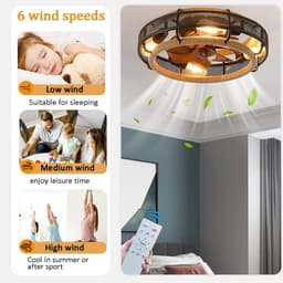 Retro Plafondventilatorlamp - Vintage Kooi Plafondventilator - E27 - Dimbaar - 50 cm - 6 Standen - Keuken Lamp - Woonkamerlamp - Moderne lamp — thumbnail 2