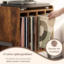 ACAZA LP Opbergsysteem - LP Houder - Vintage Bruin - 45 x 30 x 66 cm (L x B x H) - Vinyl Opbergsysteem - Platenspeler Meubel - Platenkast - Platenhouder - 72 Platen — thumbnail 2