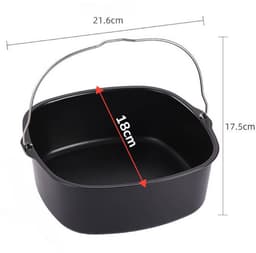 Accessoires voor de airfryer - vierkante antiaanbak bakvorm - Ongeveer 17,78 cm - Vierkante bakvorm voor airfryer - Zwart - Roestvrijstalen bakvorm - Inclusief 6 mokken - Herbruikbare bakvorm - Broodbakmand — thumbnail 2