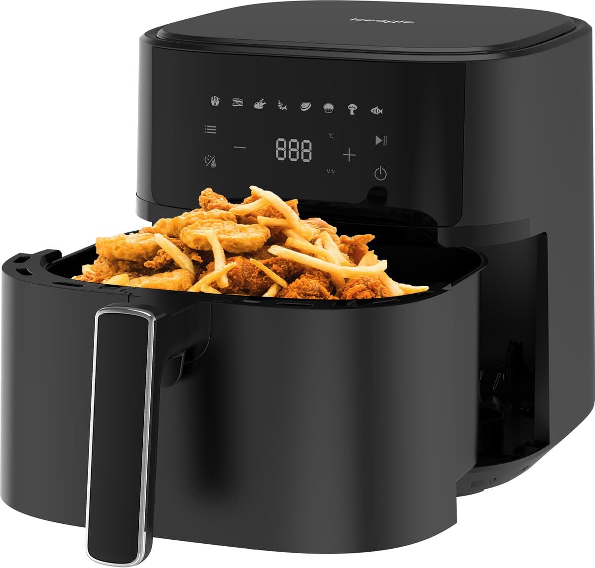 Dewelling 625A Airfryer - XL 6,5L - Kompakt Heteluchtfriteuse met Metalen Binnenmand - 1700W - Zwart — afbeelding 1