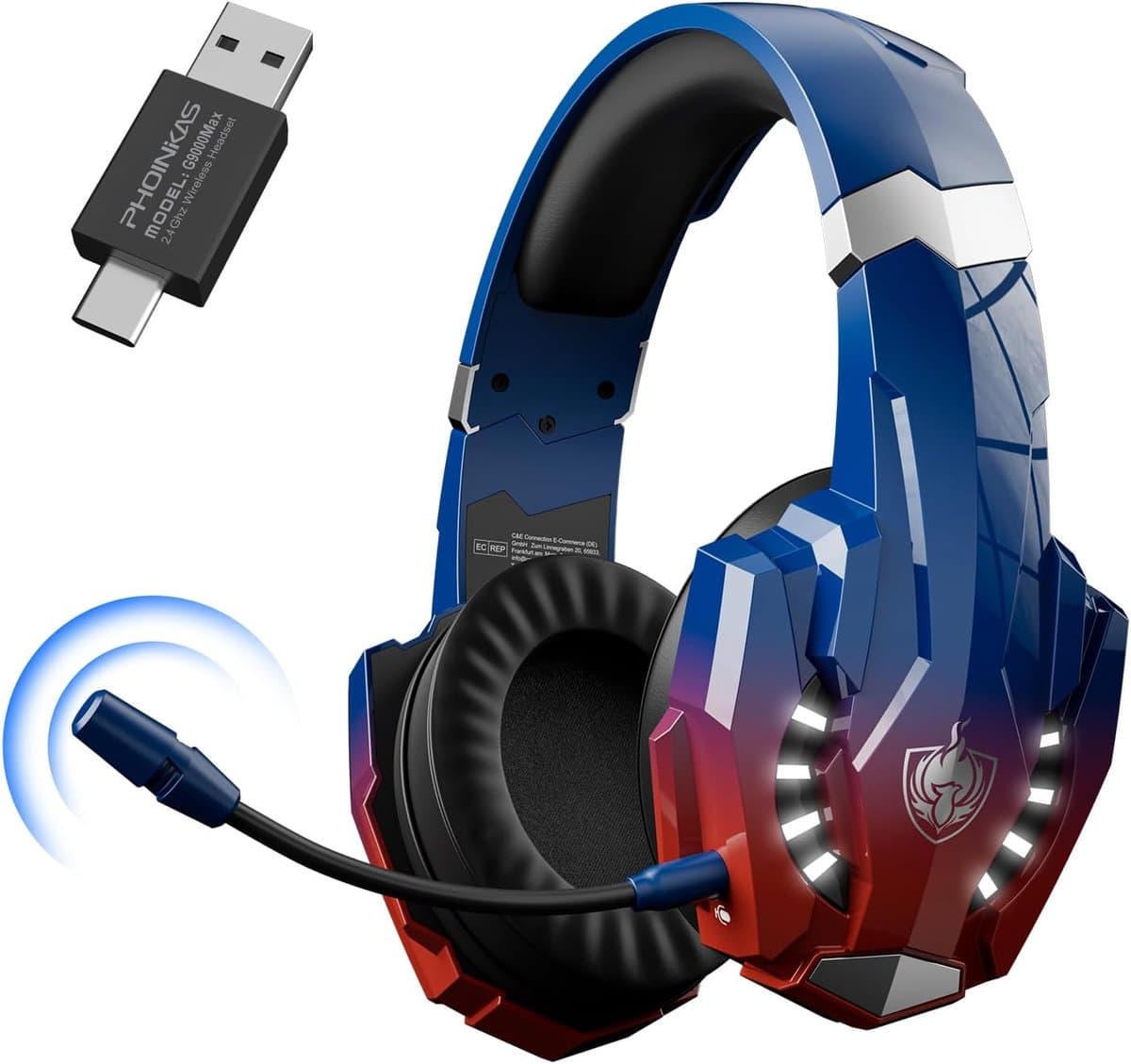 PHOINIKAS G9000 Max - 2.4GHz Draadloze Gaming Headset - met microfoon - Over-ear Koptelefoon - Nintendo Switch/PS4/PS5/PC - Verblindend blauw — afbeelding 1