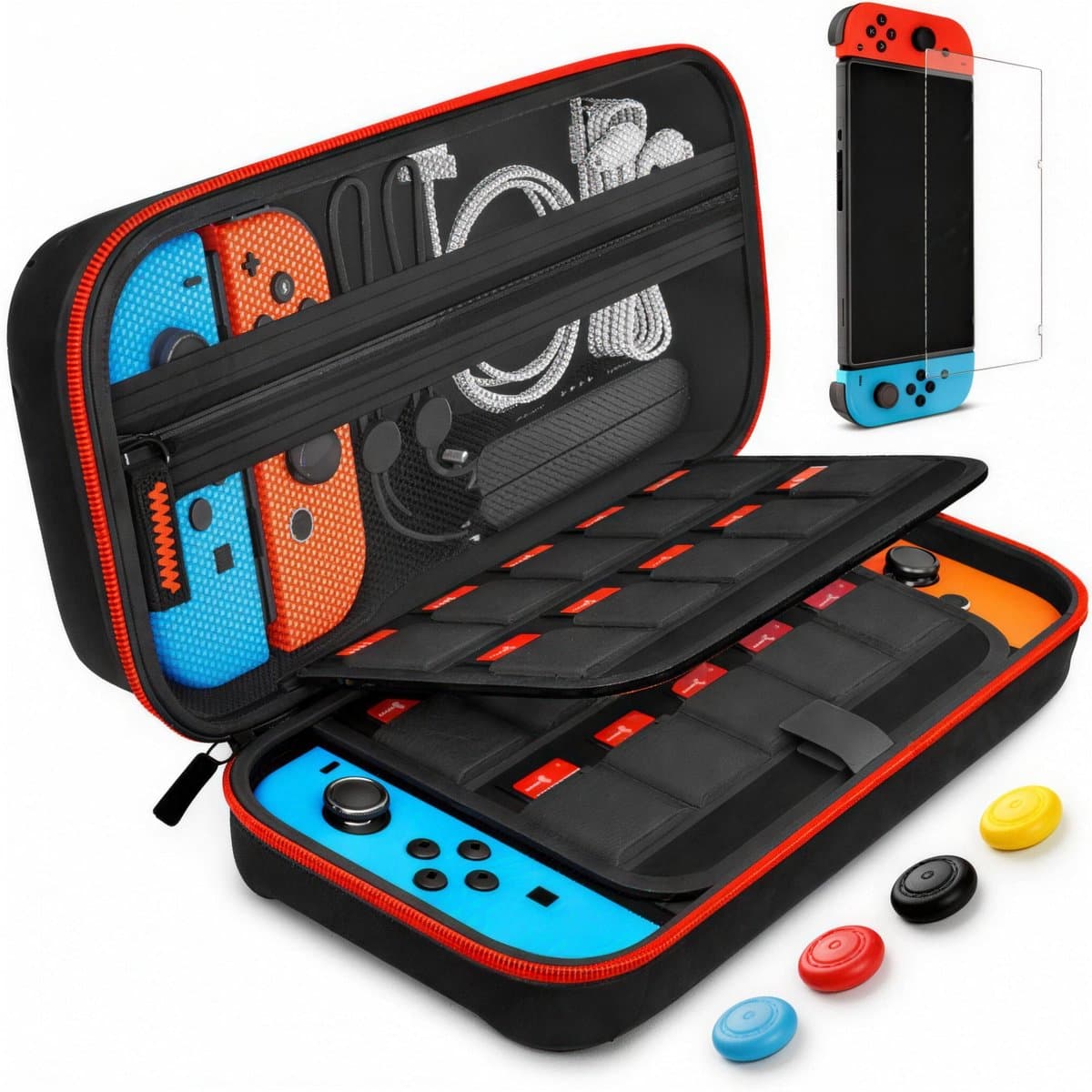 BOTC Case Geschikt voor Nintendo Switch - Hardcover Case - Beschermhoes - Opbergtas - Screenprotector - Zwart — afbeelding 1
