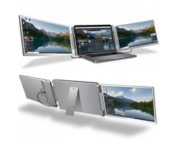 Triple Portable Monitor Flip 15.6" - Full HD Draagbare monitor met USB-C & HDMI - Tri screen - Plug & Play - Incl. Draagtas