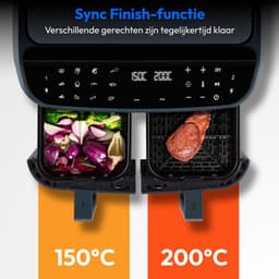 MEDION P20 XXL Heißluftfritteuse mit 2 Kammern (8,7 Liter, Airfryer, 2.600 Watt, Doppelkammer, 10 Automatikprogramme, 2 Schubladen, Sichtfenster, Dualer Airfryer, ILAG PFAS-frei, MD11760) matt grau — thumbnail 4