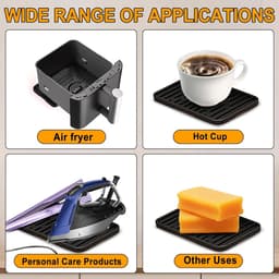 Heißluftfritteuse accessoires Gescht voor Ninja, Philips en COSORI, 2 stuks hittebestendige onderlaag siliconen voor universele Airfryer-mand, 16 x 11 cm verbrandingswerende siliconen tafelmat (Zwart-2) — thumbnail 7