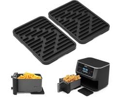 Heißluftfritteuse accessoires Gescht voor Ninja, Philips en COSORI, 2 stuks hittebestendige onderlaag siliconen voor universele Airfryer-mand, 16 x 11 cm verbrandingswerende siliconen tafelmat (Zwart-2) — thumbnail 1