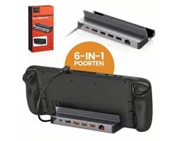 Aveom Steam Deck Dock – 6-in-1 USB-C Hub – 4K@60Hz – 100W PD – Gigabit Ethernet – Voor Steam Deck, ROG Ally & Laptop