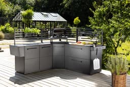 Cozze® pizzaovenstandaard voor buitenkeuken en BBQ station - Stalen tafel voor pizzaoven, ruimtebesparend ontwerp — thumbnail 3