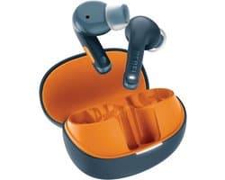 Fresh 'n Rebel Twins Fuse 2 - Draadloze oordopjes - Noise Cancelling oortjes met 36 uur speeltijd - Met Microfoon en App - Steel Blue + Flaming Orange