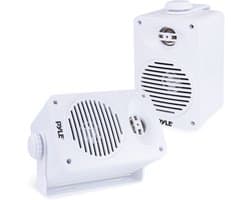 Pyle Luidsprekerset- Indoor/Outdoor – 200 W – Waterdicht – 2-weg Full-Range – 8,9 cm Speakers – Wit (Set van 2)