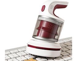 Tafelstofzuiger, oplaadbare mini-stofzuiger met Type-C-aansluiting - draadloze tafelstofzuiger met plat mondstuk en borstelopzetstuk | Geschikt voor toetsenbordstof, dierenhaar en papiersnippers (paarsrood)