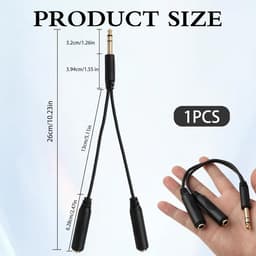 6,35 mm Jack Splitterkabel Stereo Aansluiting naar Dubbele Koptelefoon Kabel 20 cm — thumbnail 3