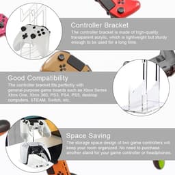Hoofdtelefoon en Gaming Controller Houder | Acryl Stand voor Bureau | Opbergsysteem met 2 Niveaus — thumbnail 3