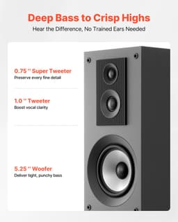 VEVOR 2x Staande Luidsprekers 3-Weg Systeem 145w 70Hz–20kHz 1,91/2,54cm Tweeter — thumbnail 5