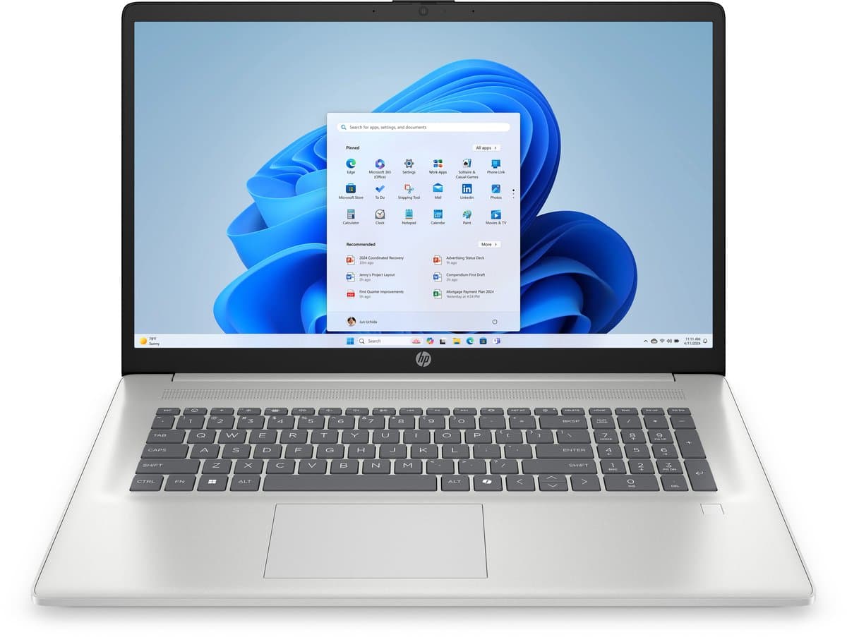 HP 17-cp2045nw AMD Ryzen™ 5 7520U Laptop 43,9 cm (17.3") Full HD 8 GB LPDDR5-SDRAM 512 GB SSD Wi-Fi 6 (802.11ax) Windows 11 Home Zilver — afbeelding 1