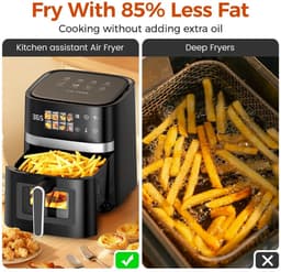 Deniva - Airfyer - Oven - Luchtfriteuse - Airfryer 5,5 liter - 8 in 1 - Touchscreen - Kijkvenster - 200 Graden - Gezin - Zwart — thumbnail 3