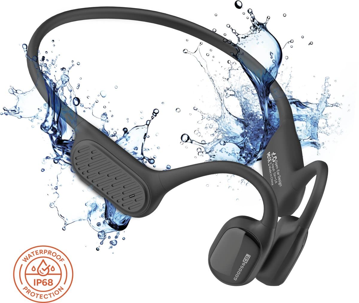 Goods&Co PRO Bone Conduction Headphone - Draadloze sport Oordopjes – Hardloop oortjes - Open Ear Koptelefoon - Sporthoofdtelefoon – IP68 Waterdicht - 32GB geheugen – Bluetooth – Geschikt voor Smartphone & Laptop / Zwart — afbeelding 1