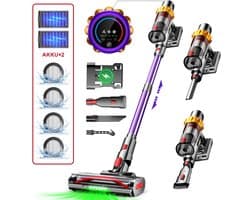 Hiaonyx steelstofzuiger - steelstofzuiger draadloos - 75000pa - LED Verlichting - Geschikt voor Tapijten - twee batterijen - paars