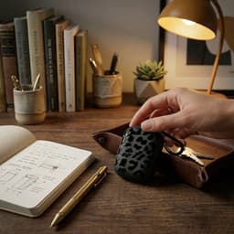 Zwart grafisch patroon hoesje voor oordopjes geschikt voor AirPods Pro 2 – compact beschermhoesje met onregelmatige print, mat oppervlak en karabijnhaak — thumbnail 4