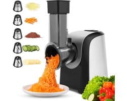 Elektrische Groentesnijder - Keukenmachine Rasp - Snel Ingrediënten Bereiden - Vijf Raspopzetstukken - 305 x 195 x 245 cm - Zwart