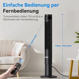 Stille Torenventilator - Met Afstandsbediening - Waaier met Timer - Verkoeling — thumbnail 5