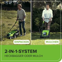 Draadloze Grasmaaier - Accu Grasmaaier - Gazon Onderhoud - 5 Maaihoogtes - 35cm Maaibreedte - Groen Zwart Grijs — thumbnail 2