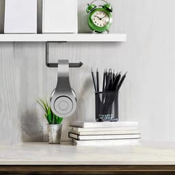 Houder voor hoofdtelefoon - wand- en bureauhouder met schroeven en plakband - universele hanger voor gaming en meerdere apparaten — thumbnail 3