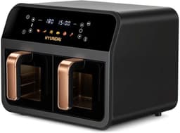Hyundai Electronics - Digitale Airfryer Duo - Hetelucht friteuse - 6.2 Liter - Met dubbele mand en doorkijkvensters - Zwart met roségoud — thumbnail 2