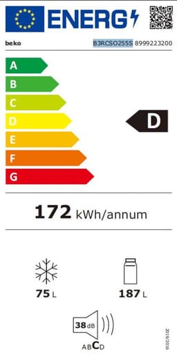 BEKO B3RCSO255S - Koel-vriescombinatie - breedte 54 cm - hoogte 177 cm - inhoud 262 l Zilver — thumbnail 2