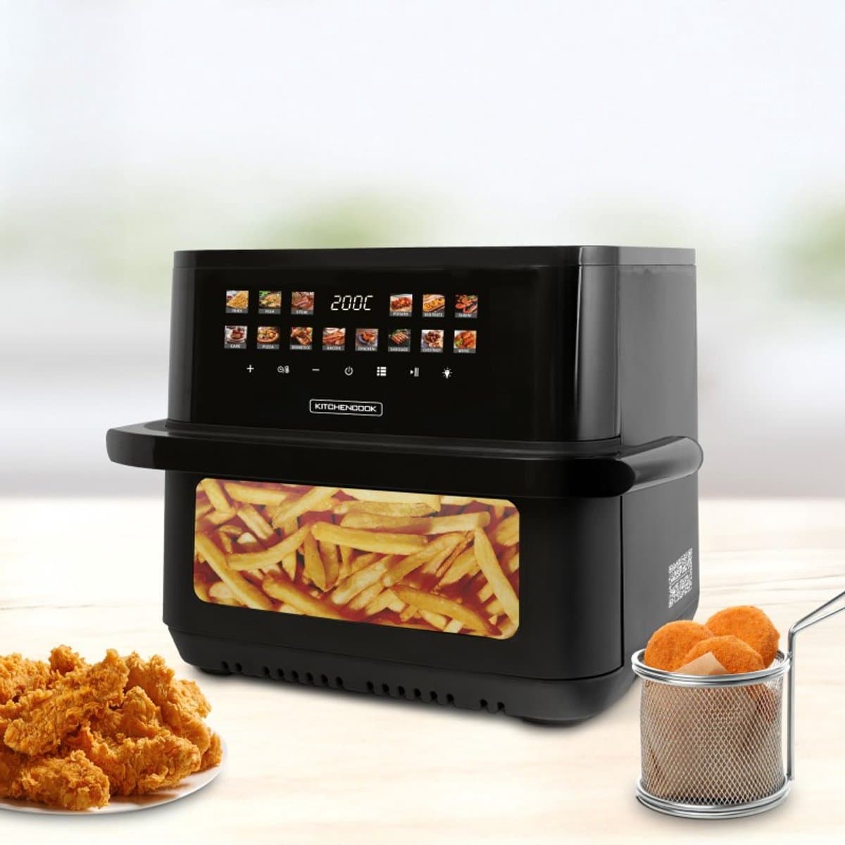 Kitchencook - Airmed 11 W - Airfryer XXL - 11L - 2000W - 14 Programma's - Kijkvenster - Zwart — afbeelding 1