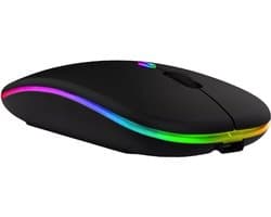 Draadloze Bluetooth Muis LED - RGB - Ergonomisch - Draadloze Muis Laptop - Extra Stil - Zwart