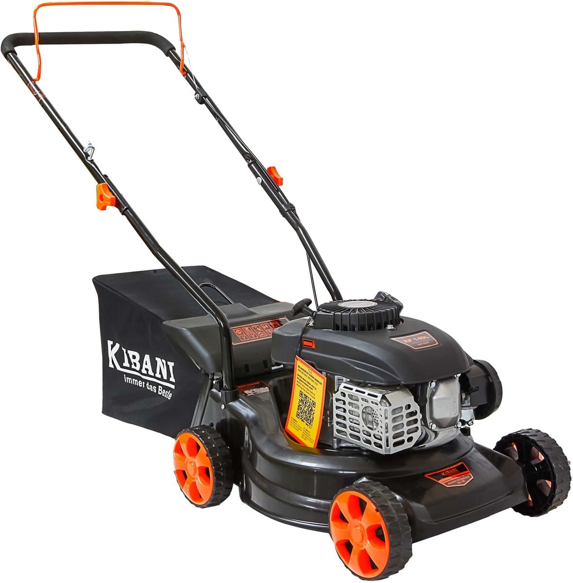 Kibani Benzine Grasmaaier 141cc – 2.2 kW / 3.0 PK – 41 cm Maaibreedte – 40L Opvangzak – 3 Maaihoogtes – Handgeduwd Grasmaaier — afbeelding 1